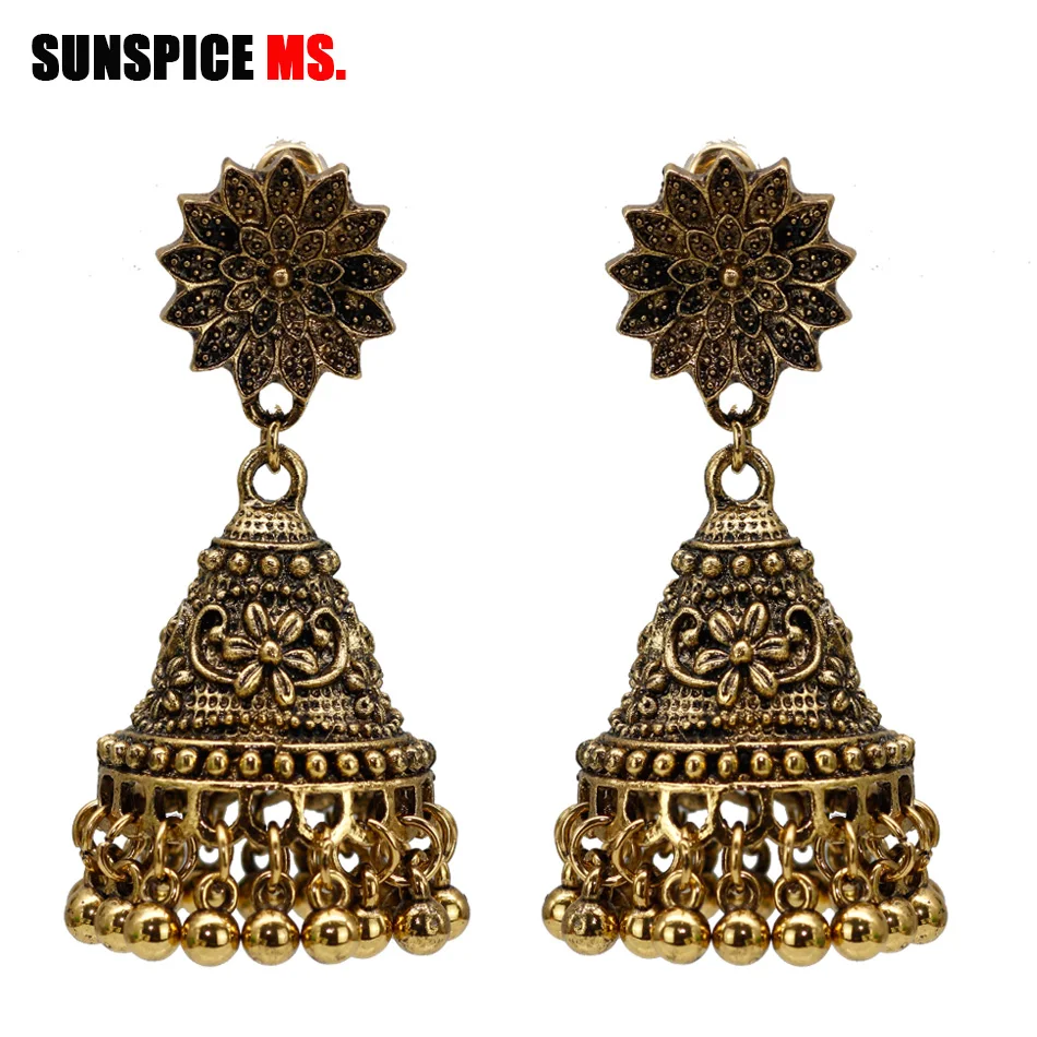 Sunspicems Indian Jewelry Gypsy Ethnic Earrings For Women Bohemia Conical Drop Earrings Retro Vintage Bridal Bijoux Gifts 2018