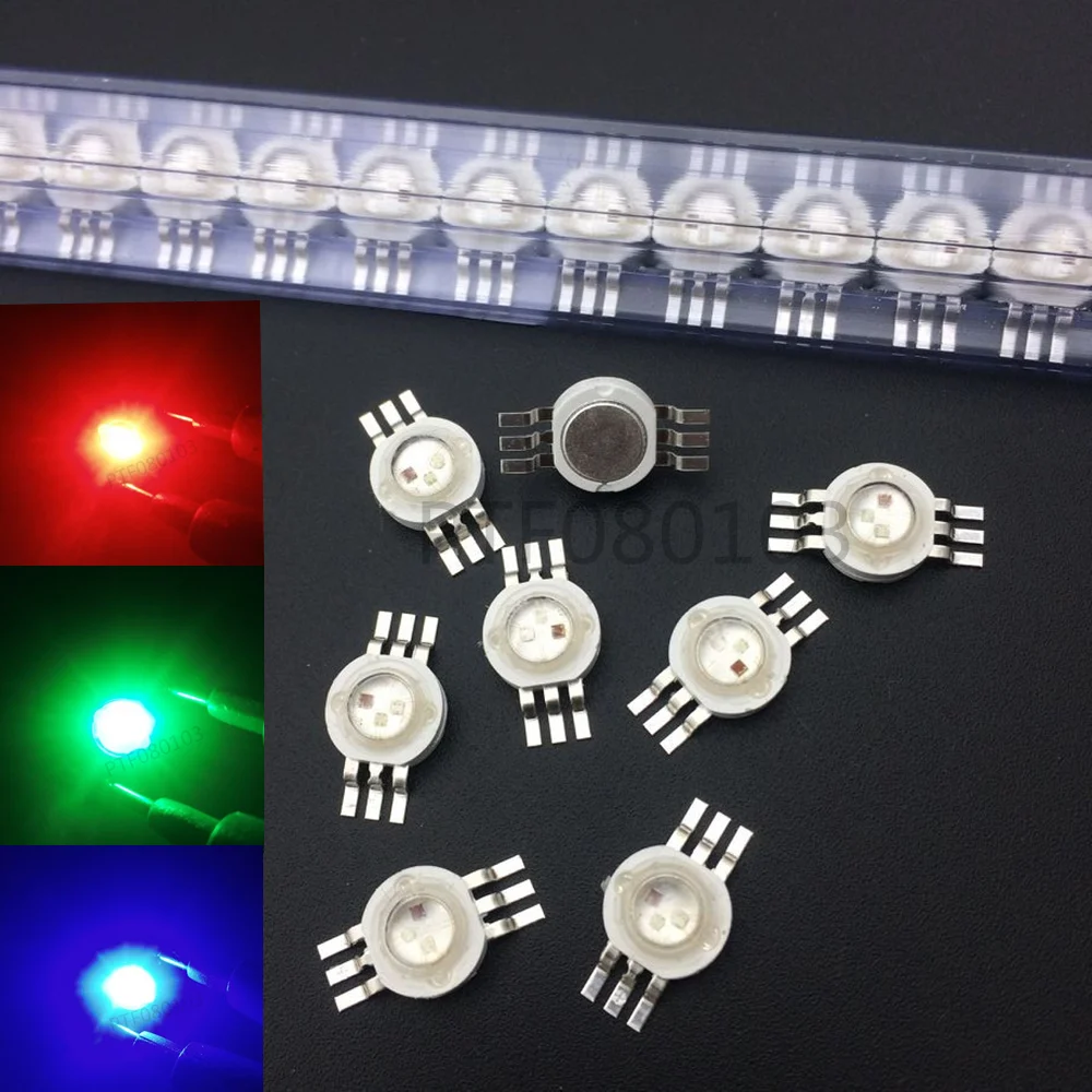 100pcs 9W LED RGB High power LED Lamp bulb 45mil Chip Six Pins stage lamp 700mA 3.2-3.4V Taiwan Genesis/HPO chips