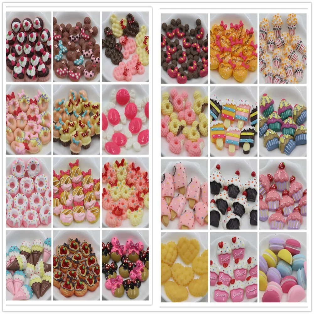 10pcs/lot flat back resin cabochons kawaii resin cake about 20mm  resin foods