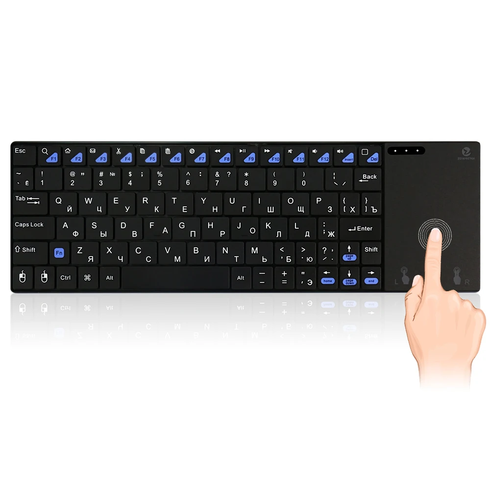 Zoweetek 2.4GHz Mini i12 Spanish English Germa language Wireless Keyboard With Touchpad  For PC Tablet HTPC Smart Android TV Box