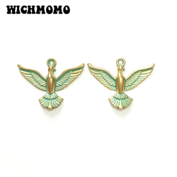 New 5pcs 38*30MM Retro Patina Plated Zinc Alloy Green Dove Charms Pendant for DIY Jewelry Accessories