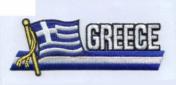 

Greece Flag Embroidery Patches Label Maker Clothing Tags Cotton Labels for Clothing Iron On Backing Accept Customized MOQ50pcs