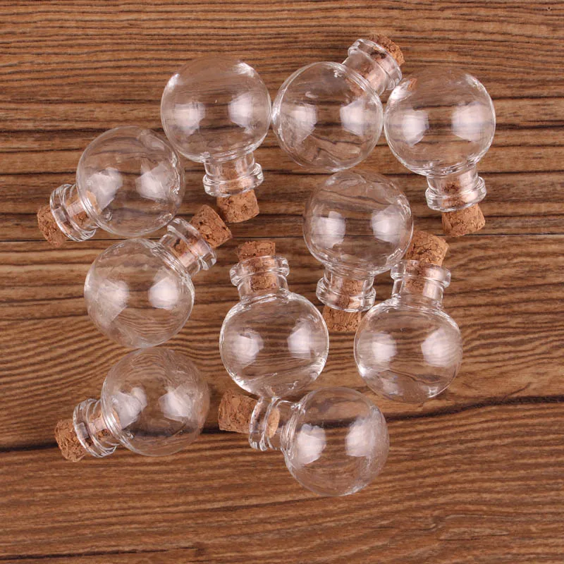 50pcs Transparent Ball Glass Bottle Jars Vials Wishing Bottle Cute Art Bottles with Corks Stopper DIY craft gift