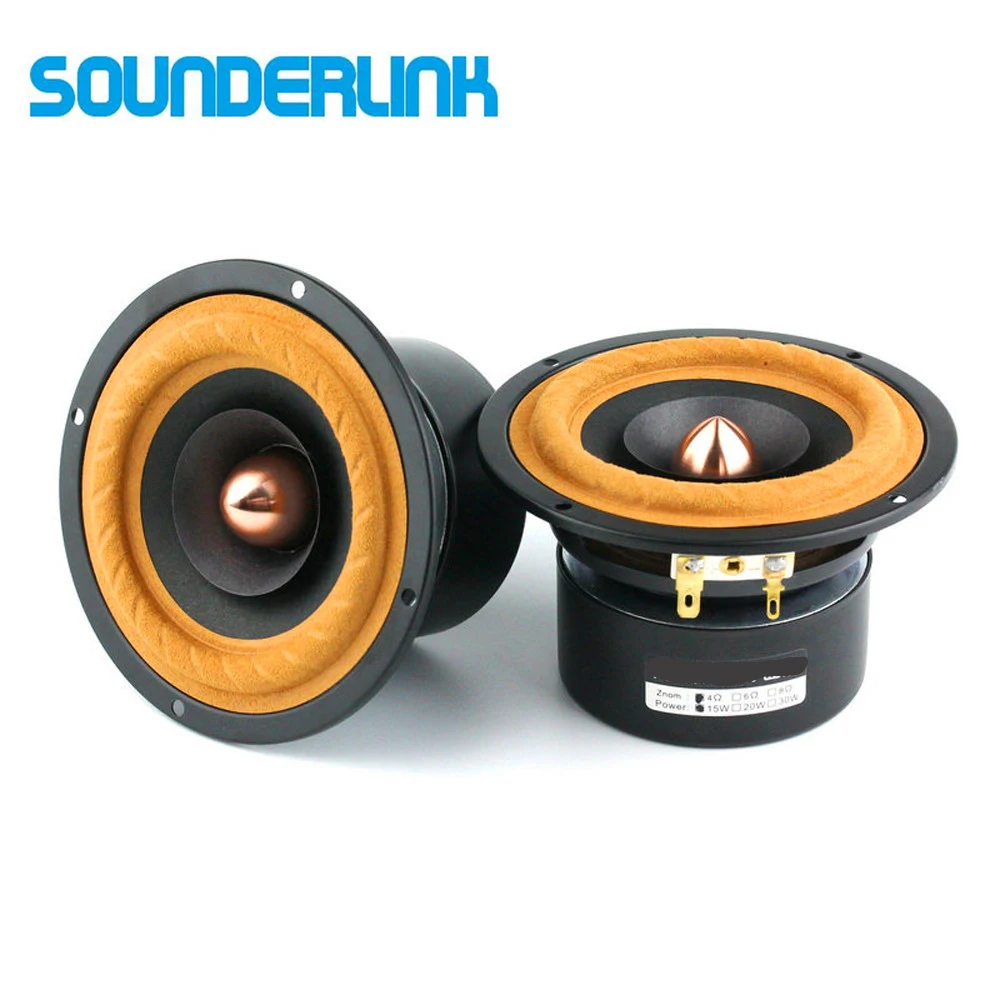 Sounderlink 2 قطعة/الوحدة نهاية علوية 4 ''كامل المدى مكبر الصوت وحدة مجموعات الألومنيوم رصاصة 2 طبقة ورقة مخروط DIY المسرح المنزلي