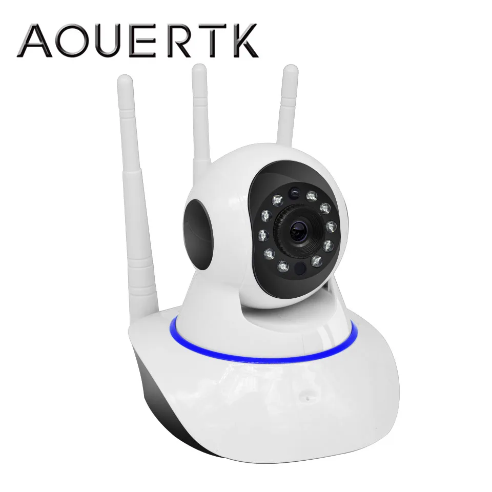 AOUERTK WIFI 355Horizontal IP Camera 720P  Night Vision Two Way Audio SD Card Slot Full View Wireless Video IP Mini Camera