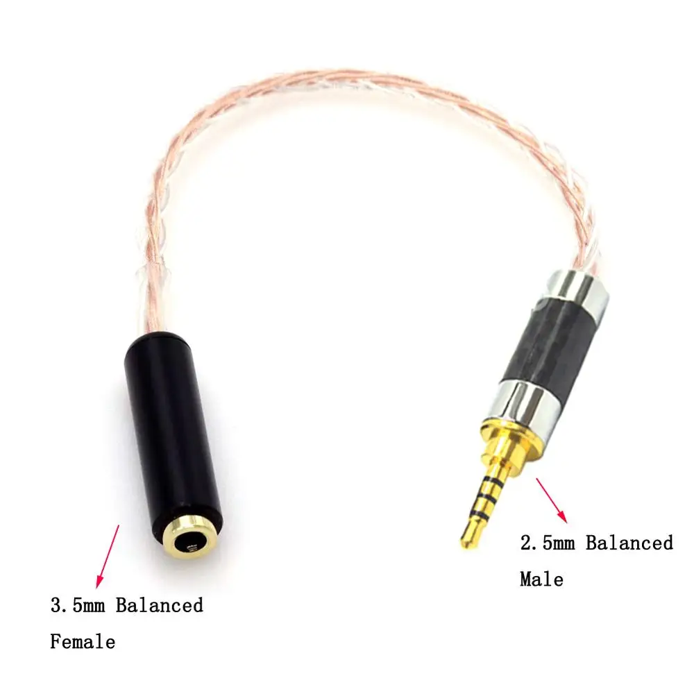 Haldane 2.5mm TRRS zrównoważony mężczyzna do 3.5mm TRRS zrównoważony kobiet Hi-End Adapter Audio 7N posrebrzane mieszane kabel