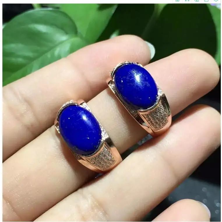 Natural Lapis ring Free shipping Natural real Lapis 925 sterling silver Ring Per jewelry 10*14mm