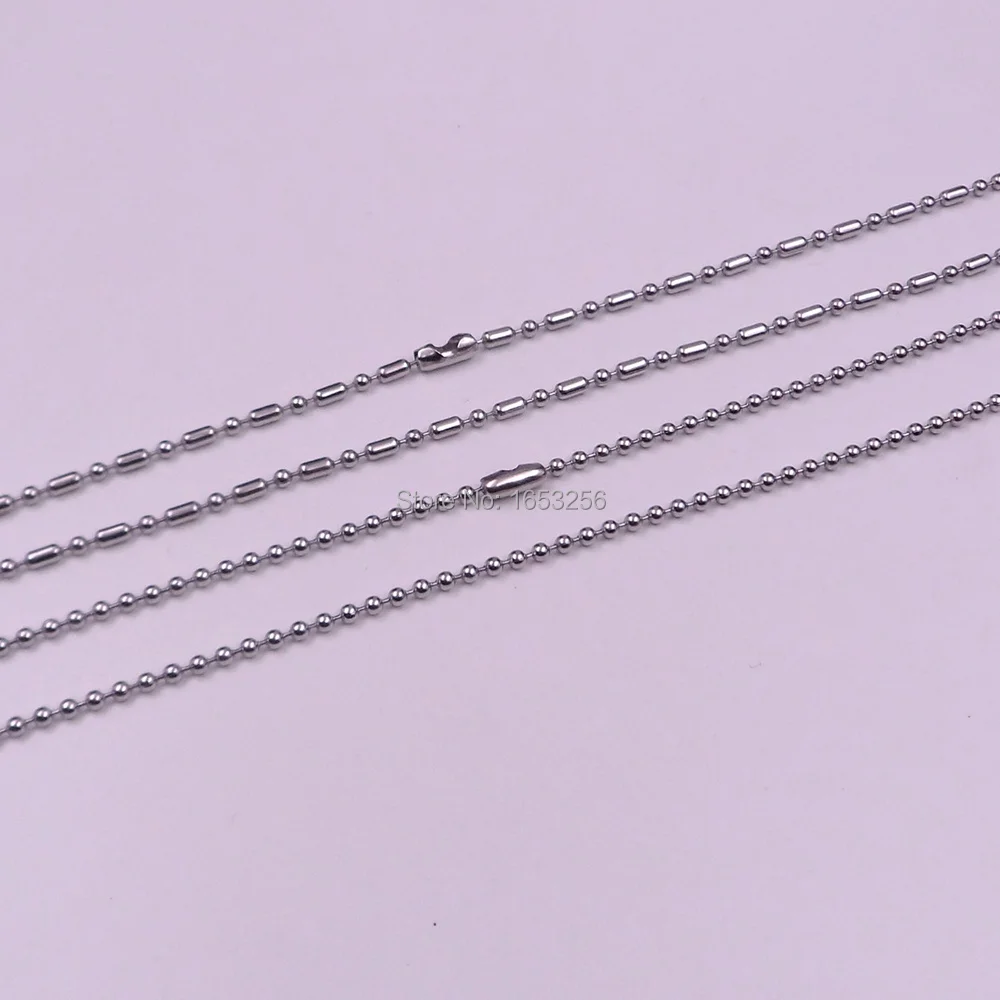 Wholesale 100pcs/Bag Stainless steel Long Short Rice Beads Chain Necklace fit pendant 2.4mm 24''