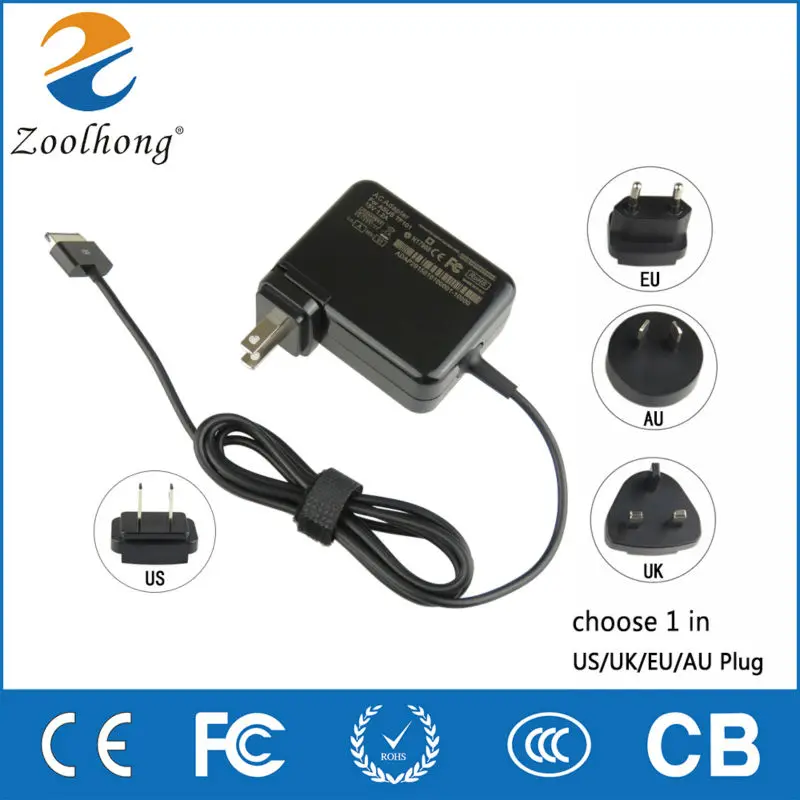 

15V 1.2A Zoolhong Portable Travel AC Adapter Tablet PC Charger Power Supply For Asus Transformer Pad TF300 TF300T TF101