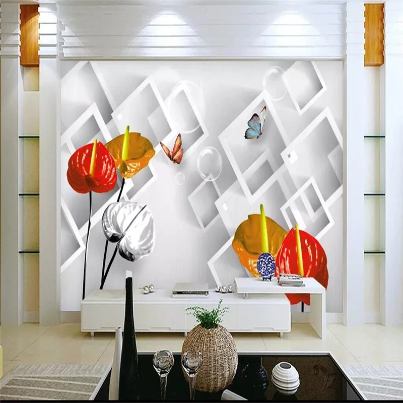 

Decorative wallpaper Hd horseshoe butterfly 3D TV background wall painting