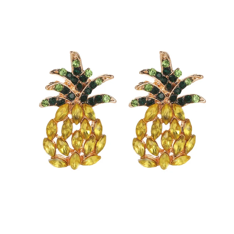 Pineapple Crystal Earrings for Women Hot Sale Boho Rhinestone Statement Drop Dangle  Earring Fashion Jewelry Bijoux