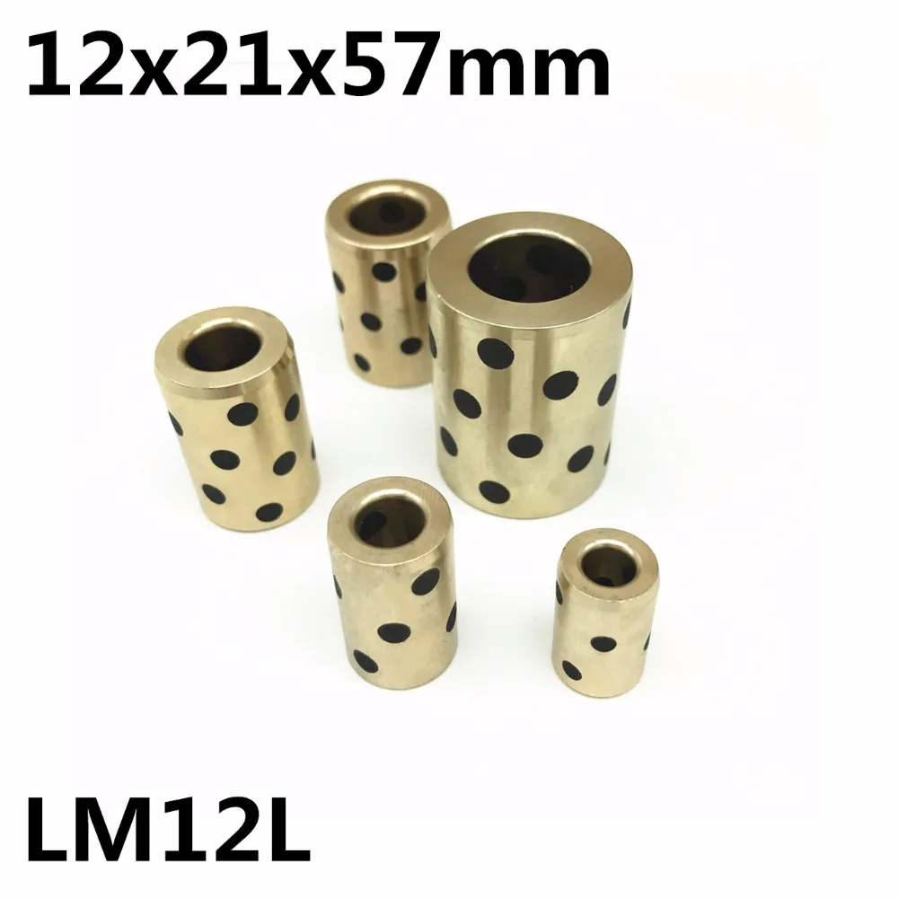 12x21x57mm Linear Graphite Copper Set Bearing Copper Bushing Oil Self-lubricating Bearing JDB for shaft 12mm LM12LUU LM12L
