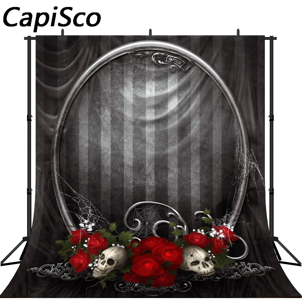 Capisco photography backdrops Broken mirror rose skull Halloween background for photo studio photographer backgrounds fotogarfia