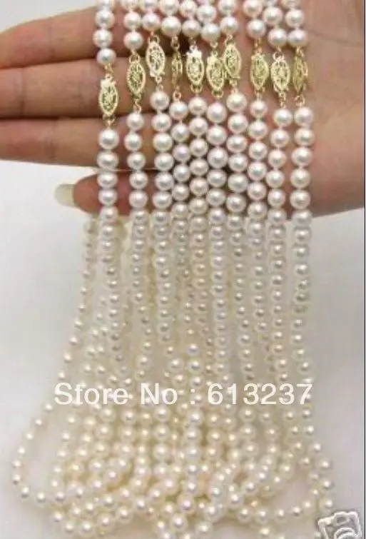 

new 2018 Fashion Style diy wholesale 5Strands 7-8MM Akoya Cultured Pearl Necklace 17.5" beads jewelry making YE2067