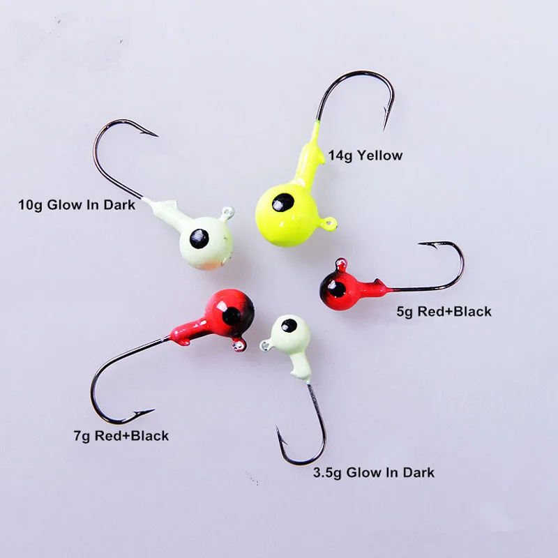 Ball Jig head Fishing Lure Accessories Soft Lures Jigs Glow In Dark Bait Rigs 2.5/3.5/5/7/10/14g