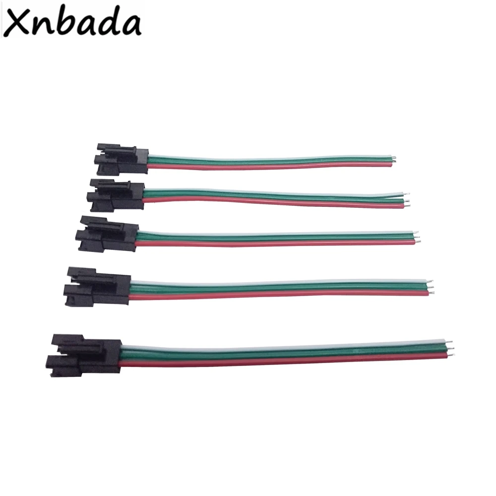 10Pairs 10cm 3Pin JST Connector Female&Male Led JST Connectors 22AWG Red Green And White Wires For WS2811 WS2812B RGB Led Strip