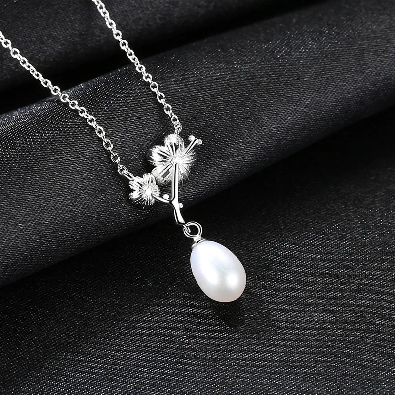 Real 925 Sterling Silver Fresh Clover Flower Pendant Necklace For Women Luxury Wedding Choker Necklaces