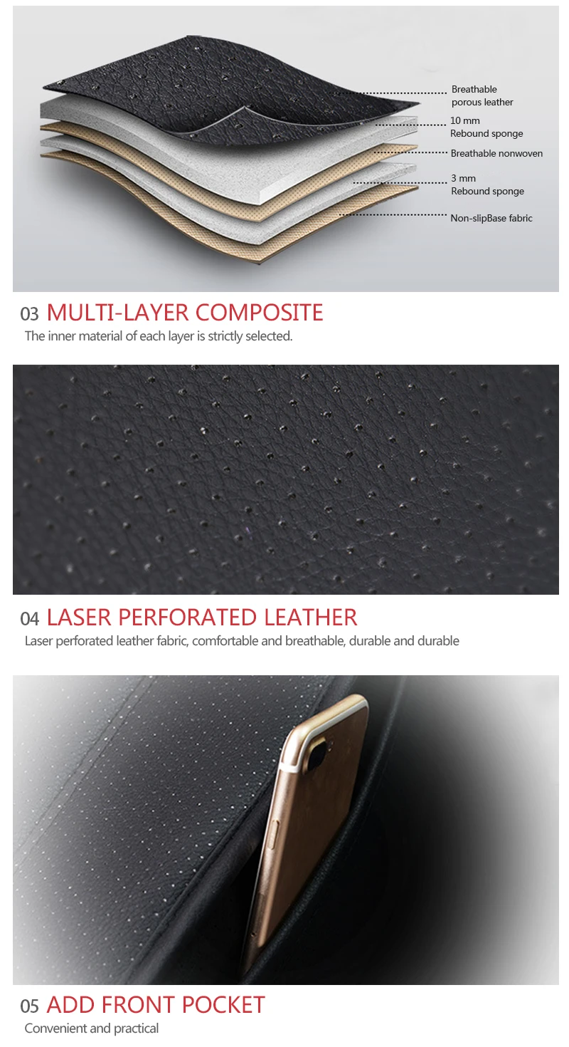 SEAMETAL Auto Pu Leder Sitzbezug Innen Autos Sitze Abdeckungen Kissen Universal Protector Sitzmatten Auto Zubehör – Detail 4