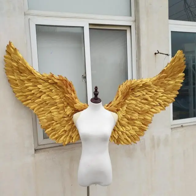 High quality GOLD angel feather wings with Coloured lights Adults' big devil wings stage show shooting wedding props EMS Free sh