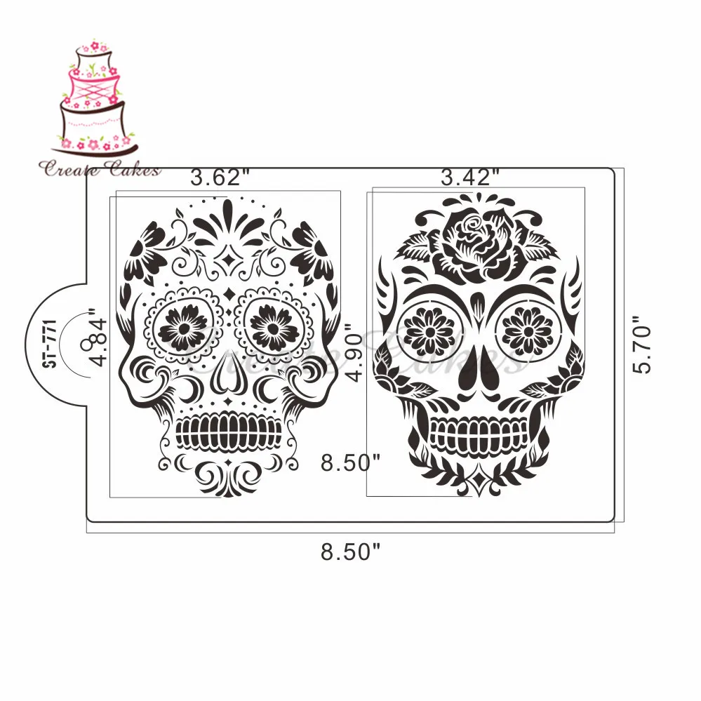 Skull Stencil for Cupcake Decoration Template Mold Fondant Cake Plastic Stencil Decorating Cookies Backing Tools