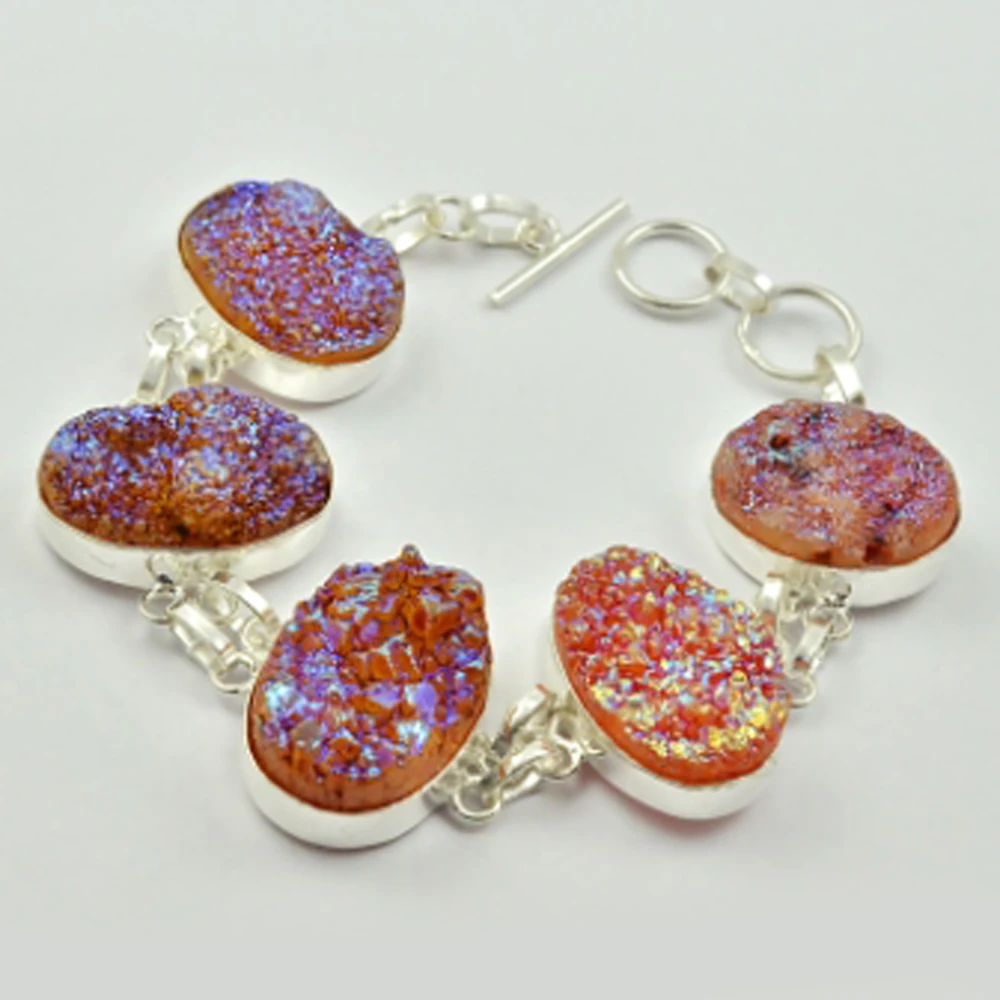 

Titanium Druzy Bracelet Silver overlay over Copper , 20 cm, B2729