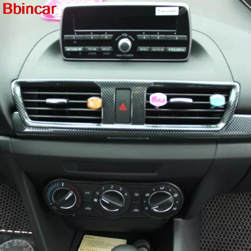 Bbincar 3pcs Interior Middle Side Air Condition Vent Outlet Trim Cover Styling Sticker For Mazda 3 Axela 2014 2015 2016