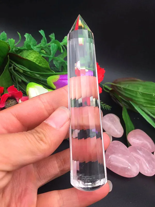 

18 facets drop shipping Natural clear quartz Crystal gemstone point meditation reiki healing rock crystal vogel Inspired Wand