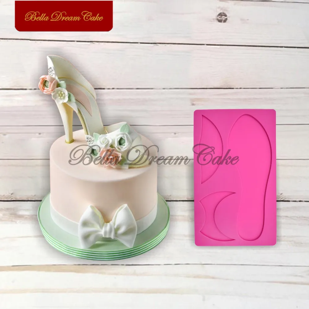 3D High-Heeled Shoes Silicone Molds DIY Handmade Lace Mat Fondant Sugarcraft Mols Cake Decorating Mould Cake Tool Bakeware