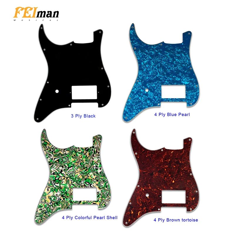 Fei Man Custom Guitar 11 Screw Holes Pickguards For Fender Left Handed Tom Delonge Strat Guitar With One Bridge PAF Humbucker