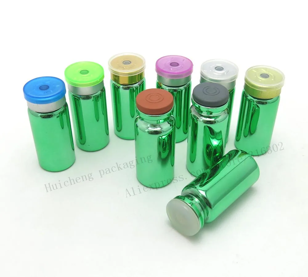 500 x 10ml Empty UV Green Glass Vials 10cc Glass Bottle with flip cap Stopper 1/3OZ cosmetic packaging  essence bottle