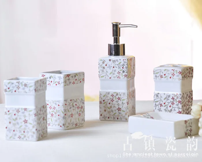 5 pieces bathroom set ceramic wash set shukoubei toothbrush holder birthday married