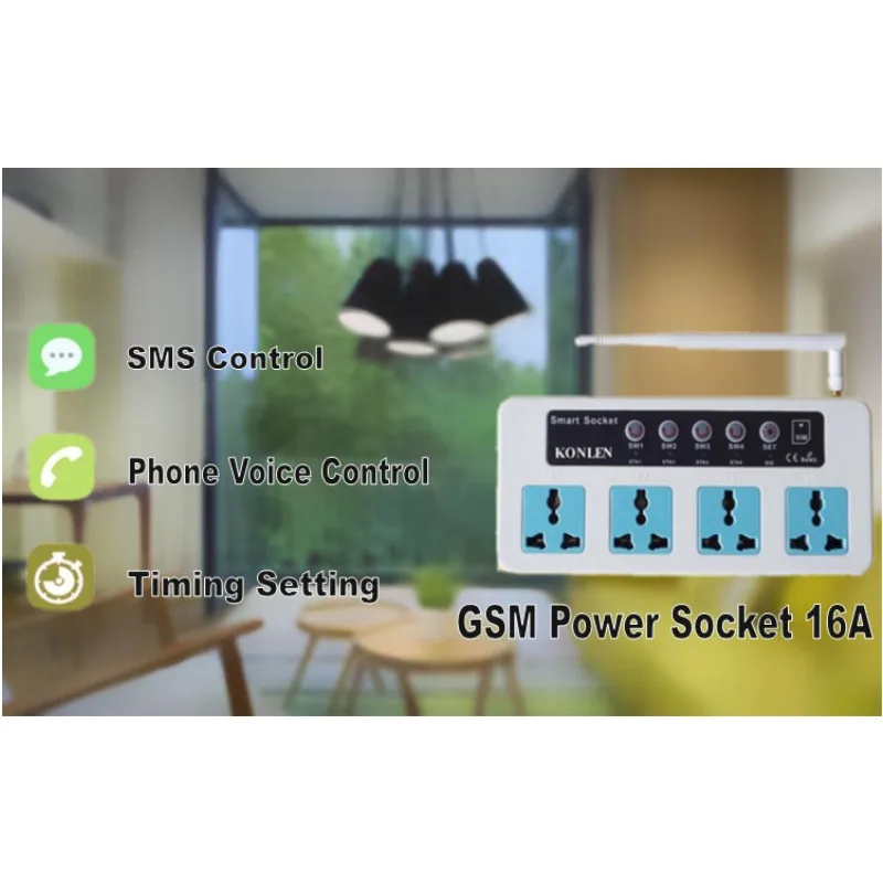 

Smart SC4 GSM Switch 4 Power Socket Remote Control By SMS Call for Home Appliance ON OFF Timing Temperature Setting EU UK USPlug