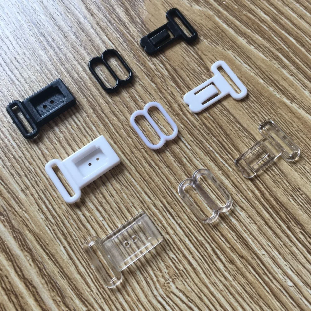 

100 sets plastic Hardware Sets adjustable tape accessories black clasps & hooks eye set bow tie clip buckles