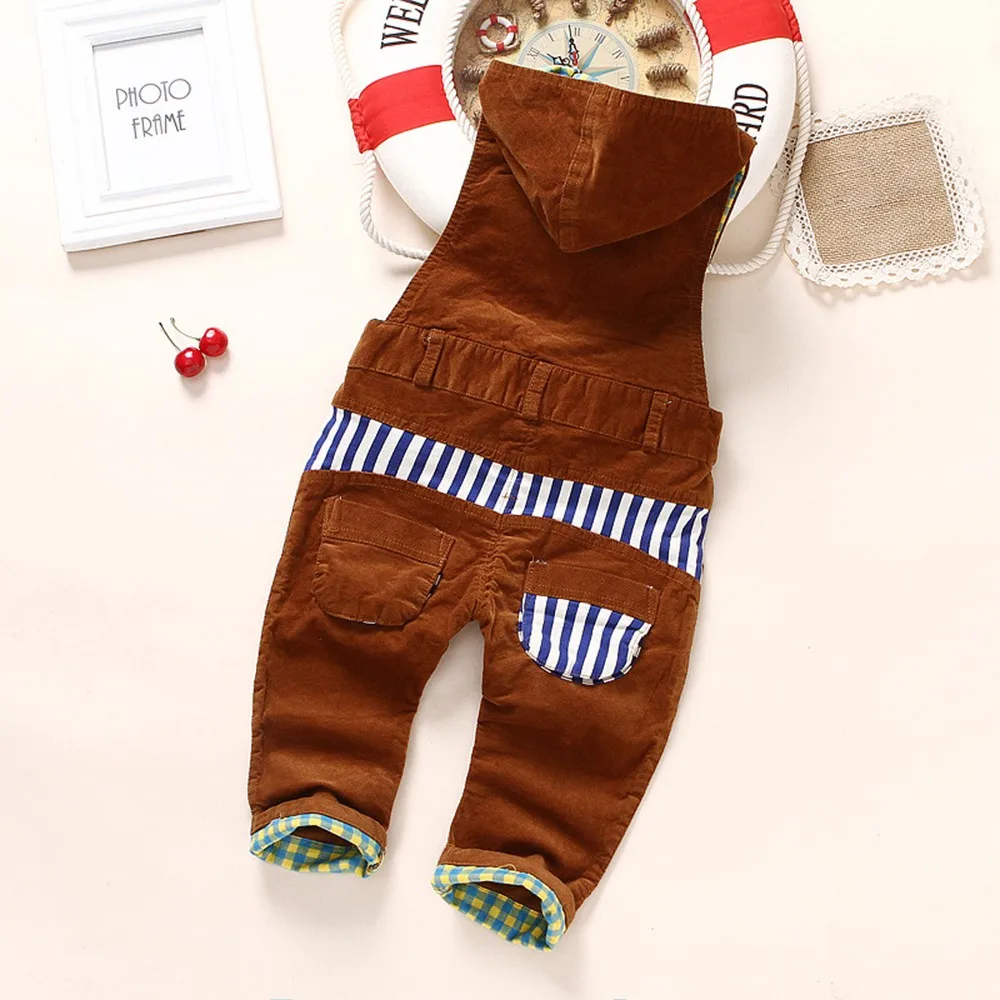 9m-4Years Baby Rompers Spring Winter Boys Girls Overalls Corduroy Hooded Jumpsuit Kids Overalls Children Clothing Blue Red