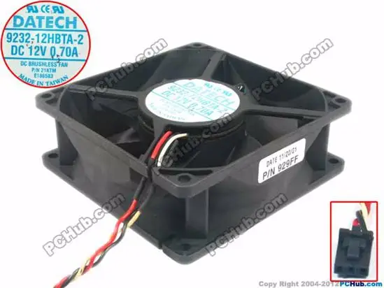 

JMC / DaTech 9232-12HBTA-2 DC 12V 0.70A 90X90X32mm 3-wire Server Cooling Fan