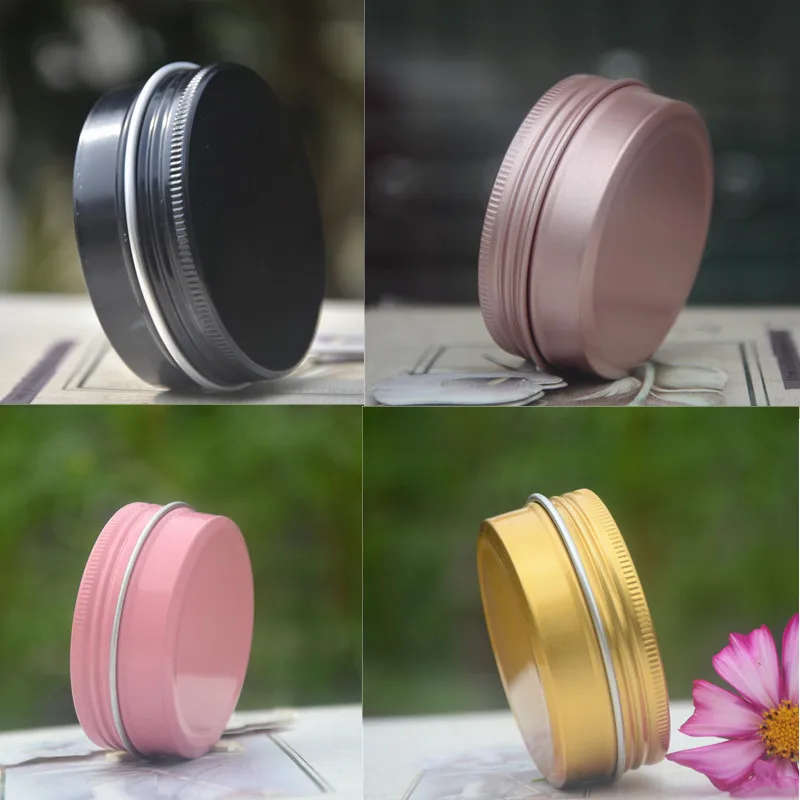 50 teile/los 5g 10g 30g 60g Bunte Kosmetische Aluminium Gläser Rosa Schwarz Gold Körperpflege Creme maske Seife Verpackung Container Töpfe