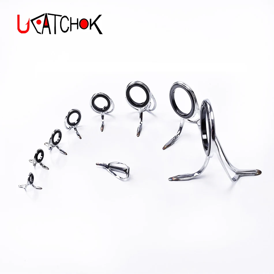 9pcs/Kit MN bracket Thunder Snakehead Spinning Rods Boat Rods Guide Ring DIY SiC Stainless Steel Enhanced Anti-Winding Guide Kit