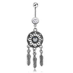 HOT Selling Austria Crystal Surgical Steel Dream Catcher Belly Button Rings Navel Piercing Pircing Ombligo Nombril