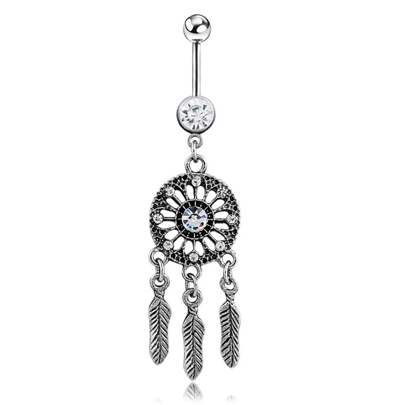 HOT Selling Austria Crystal Surgical Steel  Dream Catcher Belly Button Rings Navel Piercing Pircing Ombligo Nombril