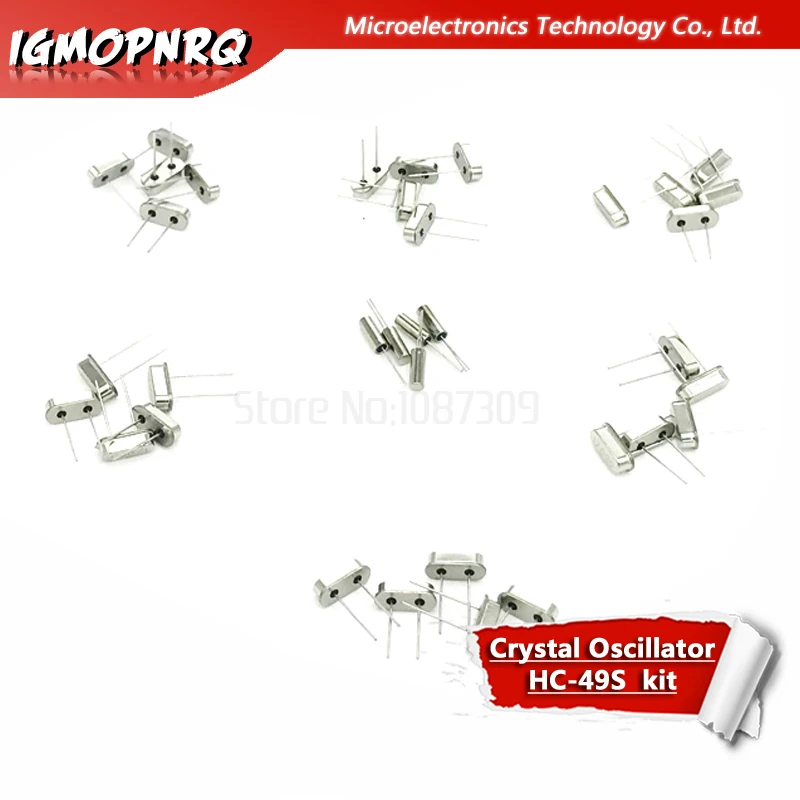 7values*5pcs 35pcs 32.768Khz 6Mhz 8Mhz 11.0592Mhz 12Mhz 16Mhz 20Mhz Crystal Oscillator HC-49S  kit  8.000mhz 12.000mhz 16.000mhz