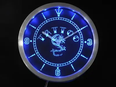 nc0357 Tattoo Chinese Dragon Ink Bar Beer Neon Light Signs LED Wall Clock