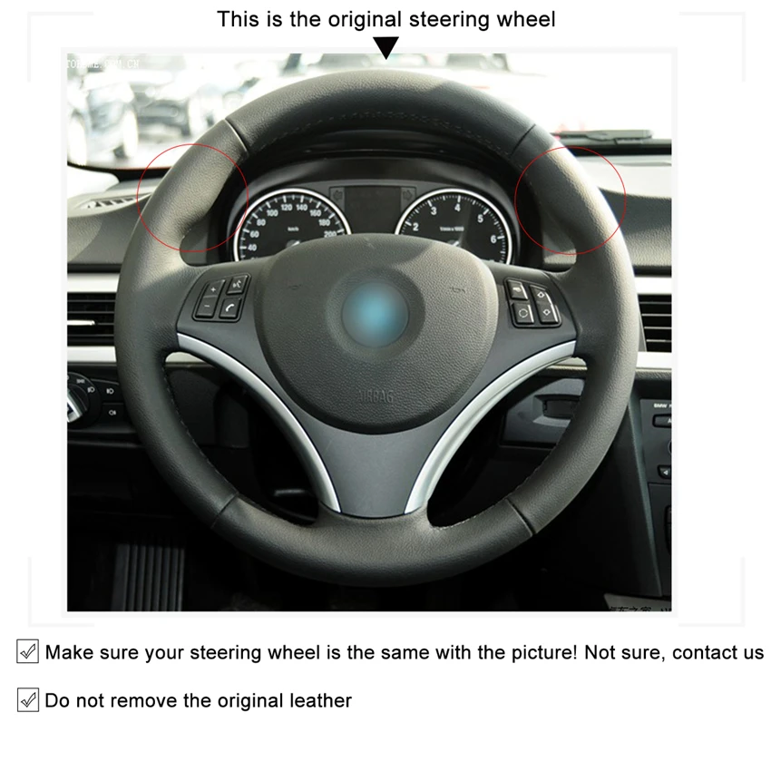 MEWANT PU Leather Car Steering Wheel Cover for BMW E90 E91 E92 E93 E87 E81 E82 E88 X1 E84