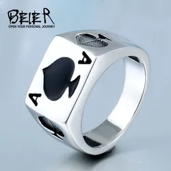 Spade A Playing Card Ring 316L Stainless Steel Man's Fashion Jewelry Retro Personality BR8-043 US Size