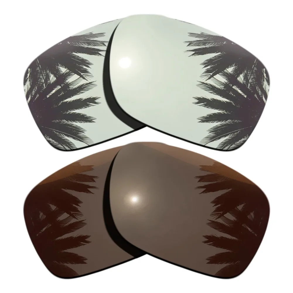 

2 Pairs Polarized Replacement Lenses for Oakley Holbrook Frame Silver Mirrored & Brown