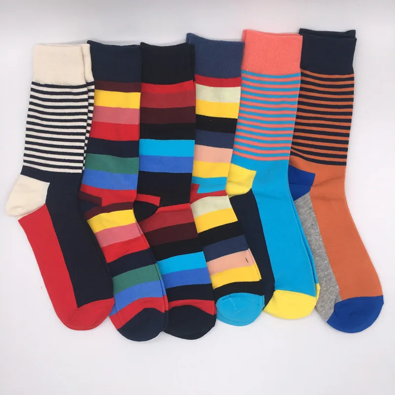 2020 high quality men\'s socks casual new standard lengthened version socks fashion stripes male socks fun clothes cotton socks