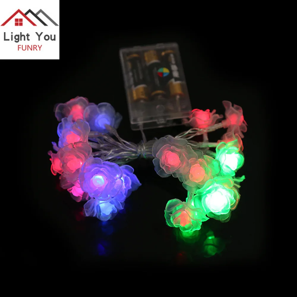 New 2.2 m 20 LED battery box Latex Rose String Lights Christmas Day Decorative Light Strings