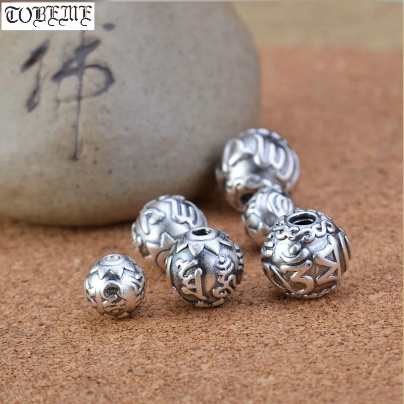 NEW! 999 Silver Tibetan OM Mani Padme Hum Beads Real Silver Buddhist Words Beads Pure Silver Tibetan Six Proverb Jewelry Beads supertramp famous last words