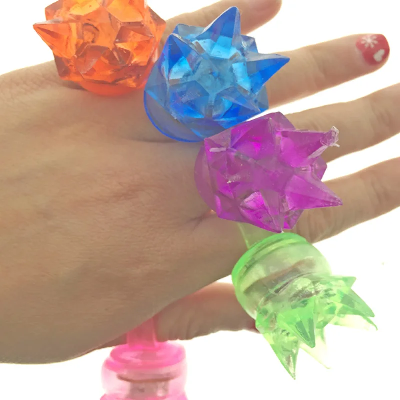 30pcs/lot Soft Led Crown Finger Ring Rubber Led Finger Light Glowing In The Dark Party Supplies Kids Light Up Ring Toys