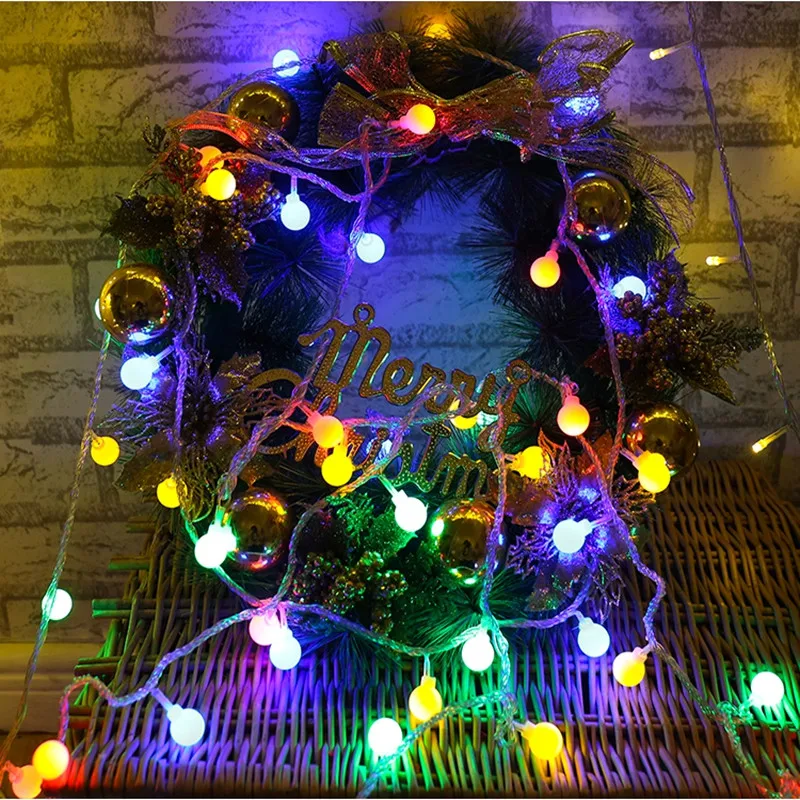 LSDM capodanno 1.5/2/3/4/5/10M LED Holiday Fairy Garland Ball String Lights Globe Wedding Home Decoration Battery Rope Lights