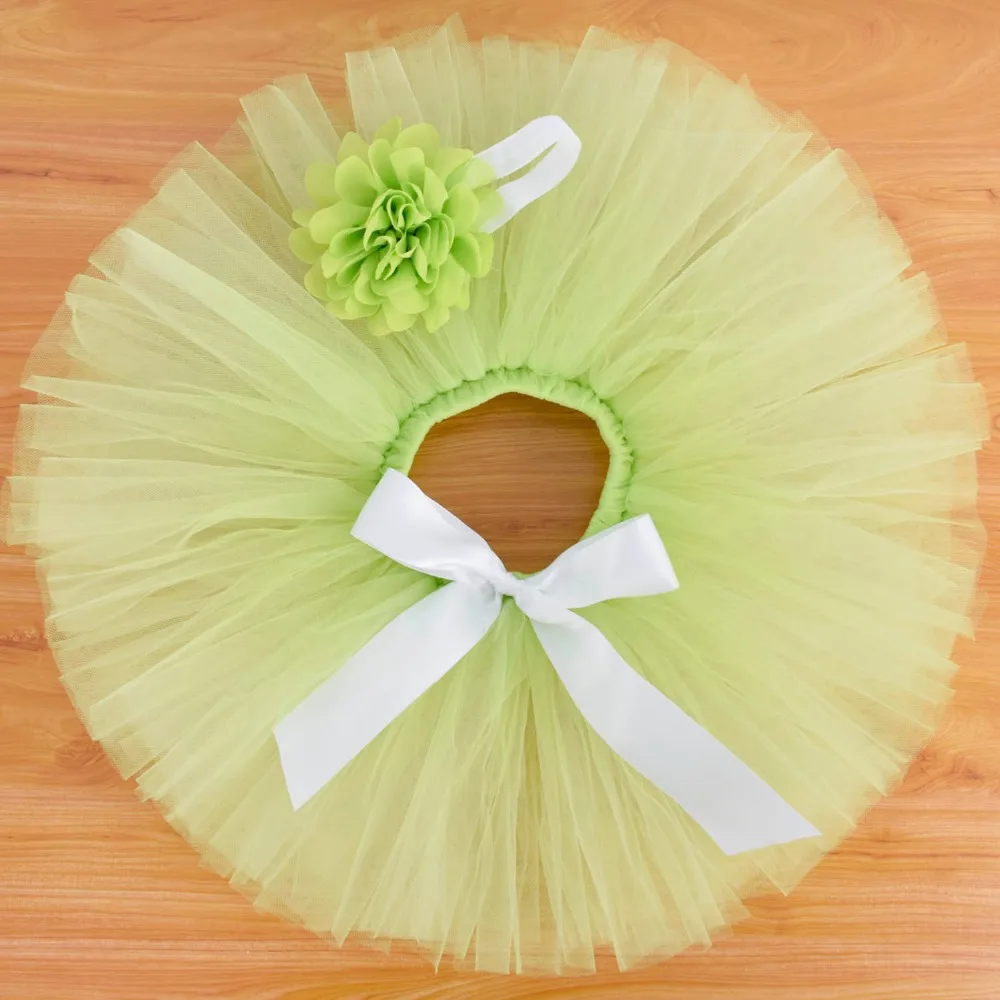 

Lime Green Baby Girls Tutu Skirt & Headband Set Newborn Photo Prop Costume Infant Fluffy Baby TUTU Outfit For 0-12M